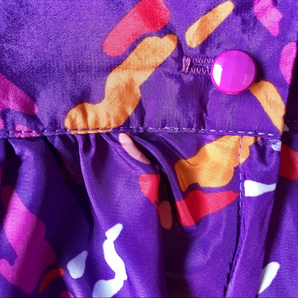 Vintage Purple Midi Skirt, Abstract Pattern, 1980s, Silky Fabric, Size 8 - Picture 6 of 8